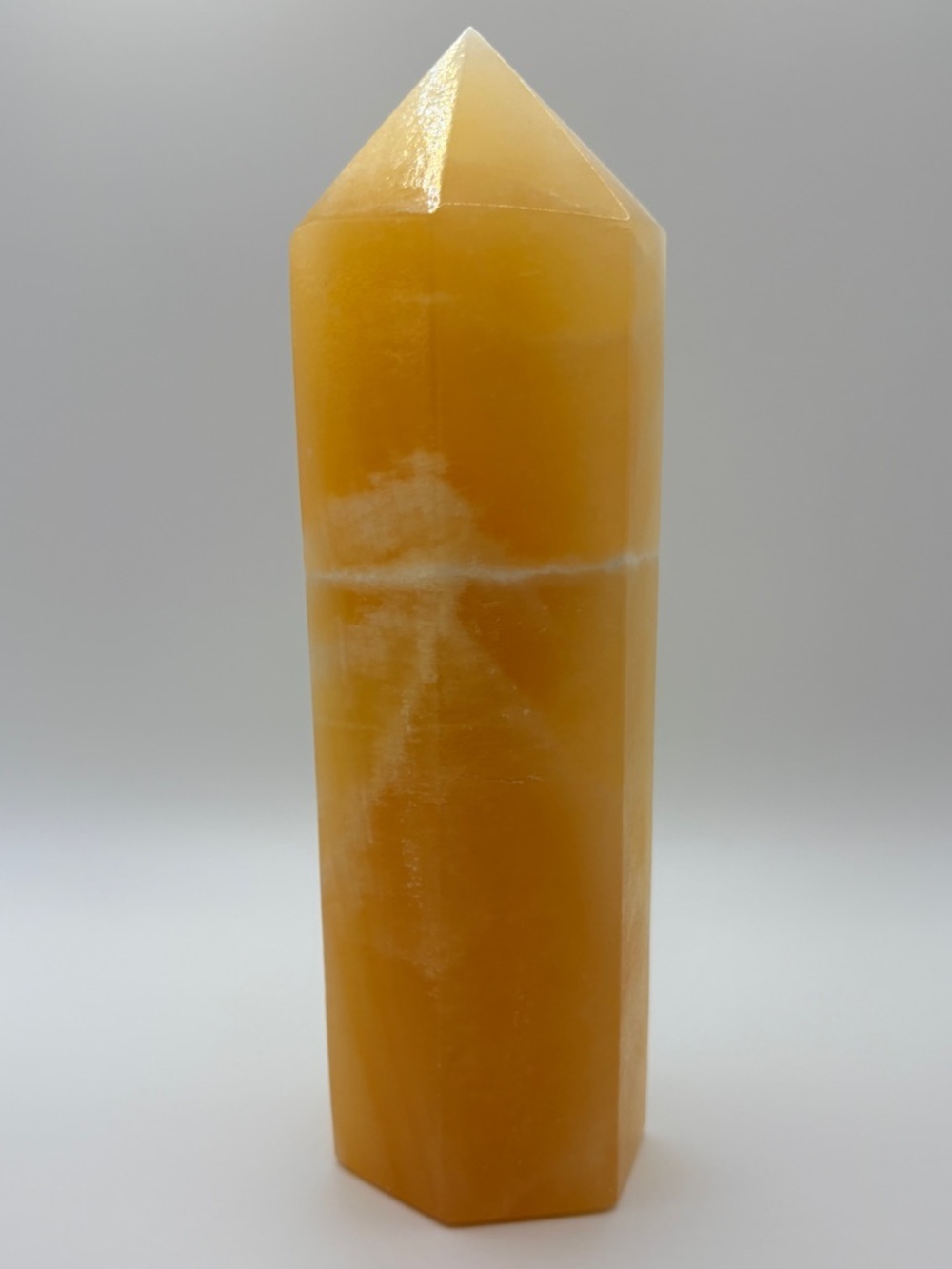 Orange Honey Calcite Crystal Tower Polished Point 840g Large 7.5in Decor Mexico